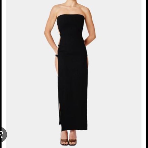 Goi Devon dress size small cutout side slits black strapless midi maxi dress - Picture 4 of 5